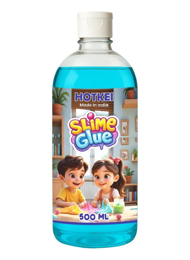 HOTKEI 500 ml Blue Slime Glue DIY Magic Jelly Putty Toy for Slime Making Maker kit Set Liquid Gel Games Birthday Gift Toys for Boys Girls Kids for Making Slimes at Home 3 to 10 Years - Image 1
